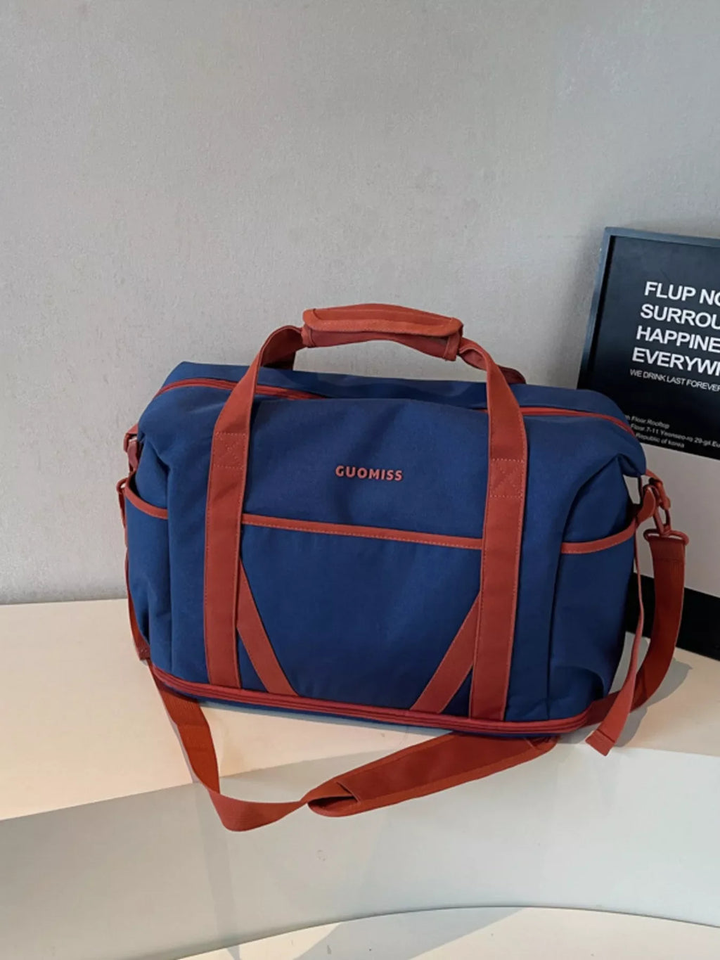 Contrast Oxford Cloth Travel Bag