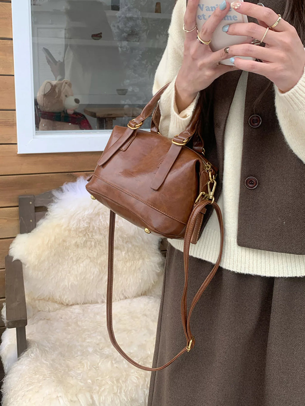 Vintage Leather Crossbody Bag