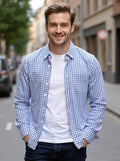 Men's Plus Size Plaid Button Up Short Sleeve Shirt