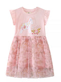 Children's Unicorn Applique Floral Mesh Dress
