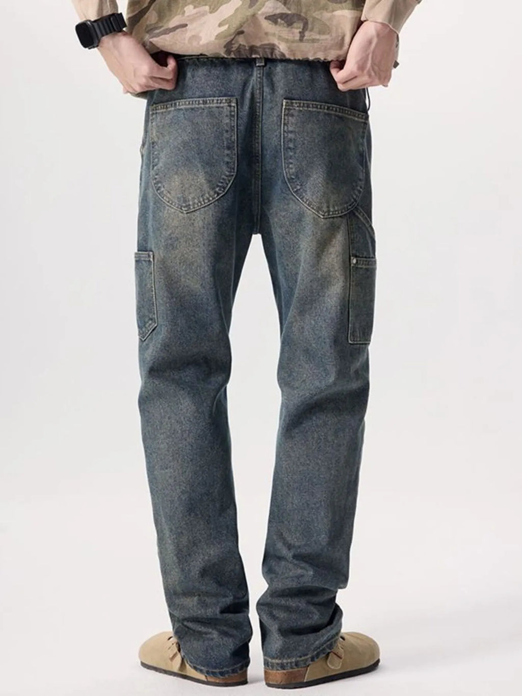 Men's Vintage Wash Wide Leg Jeans