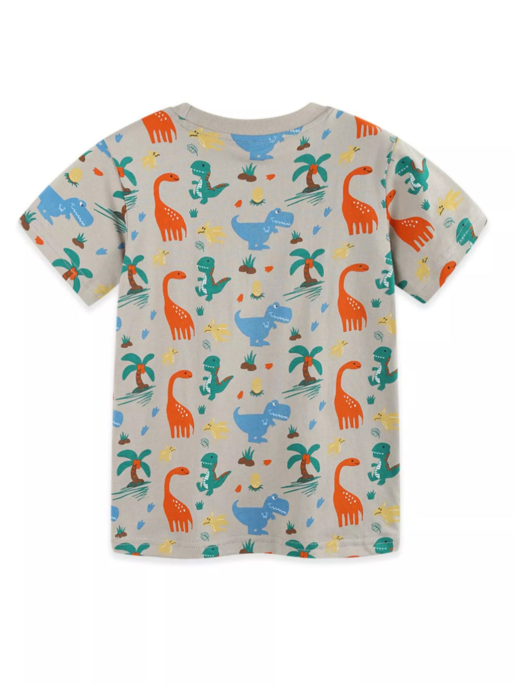 Children's Dinosaur Print Crew Neck Short Sleeve T-Shirt