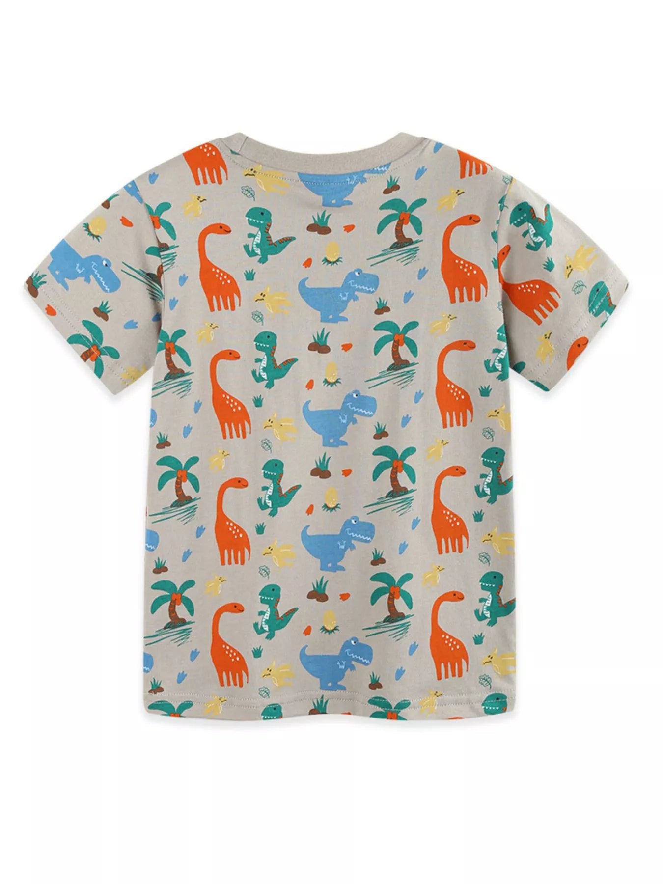 Children's Dinosaur Print Crew Neck Short Sleeve T-Shirt