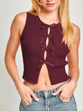 Bow Round Neck Cropped Tank
