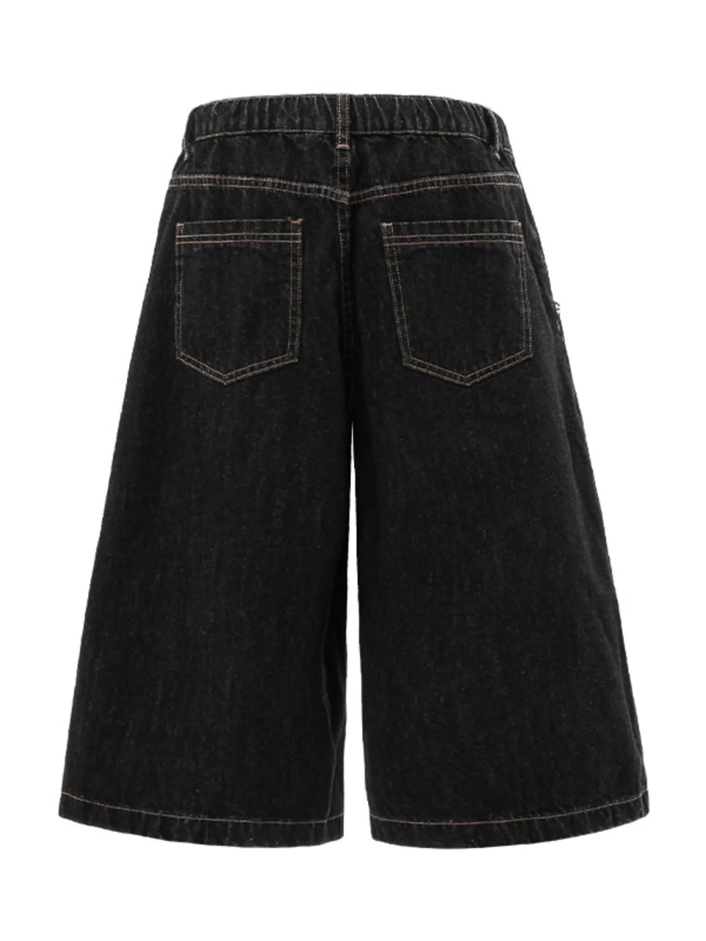 Men's Wide-Leg Denim Shorts with Plaid Accent