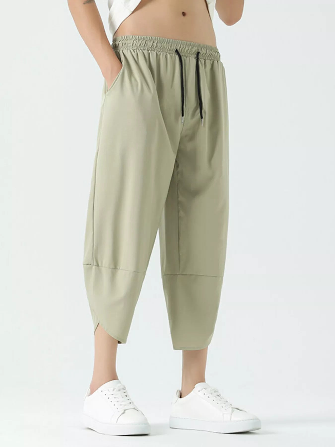 Men's Plus Size Casual Loose Cropped Pants