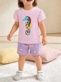 Children's Seahorse Short Sleeve Tee and Shorts Set