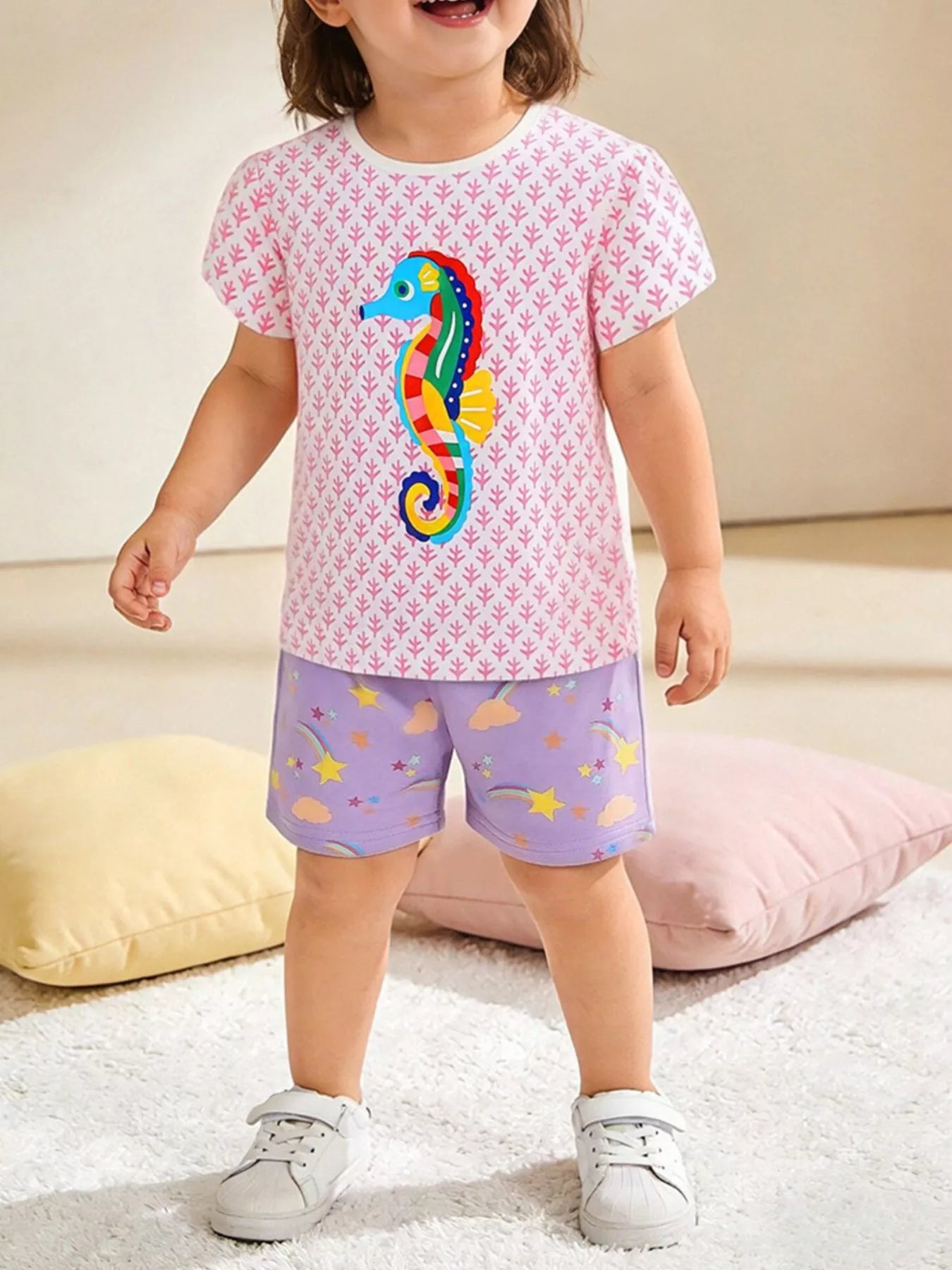 Children's Seahorse Short Sleeve Tee and Shorts Set