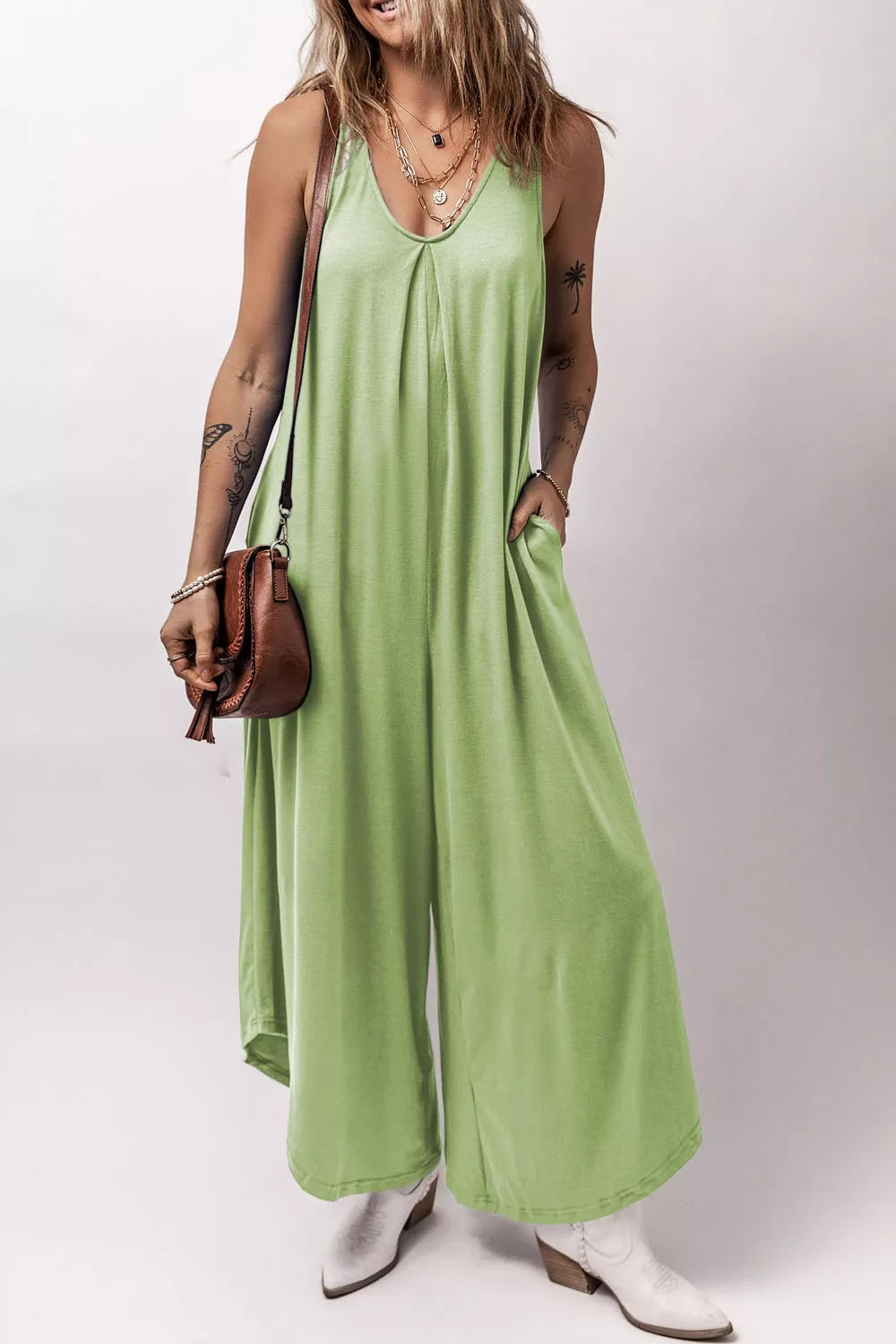 Sleeveless Wide Leg Casual Jumpsuit