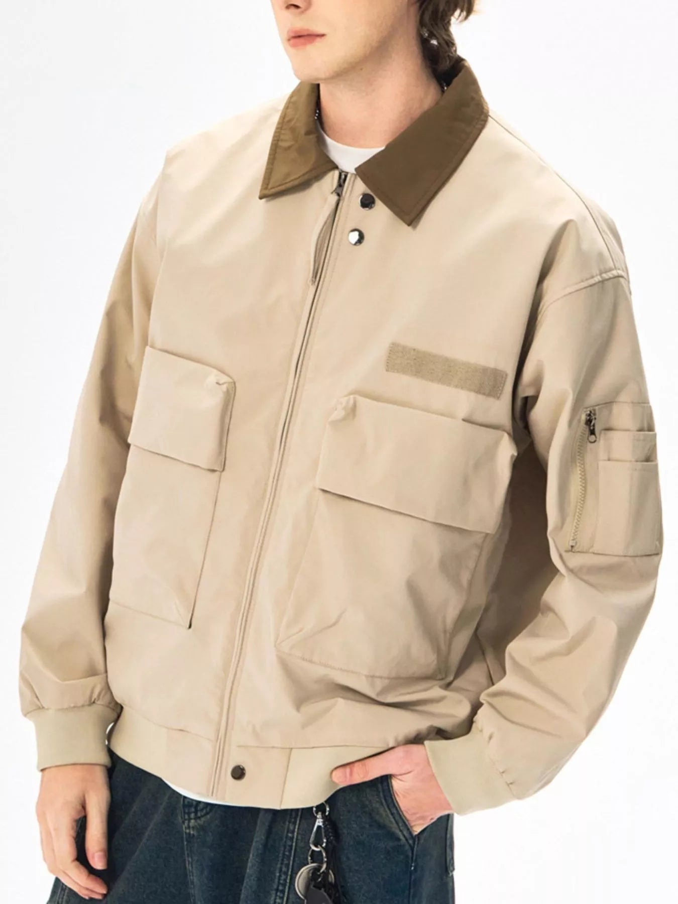 Men's Plus Size Zip Up Casual Bomber Jacket