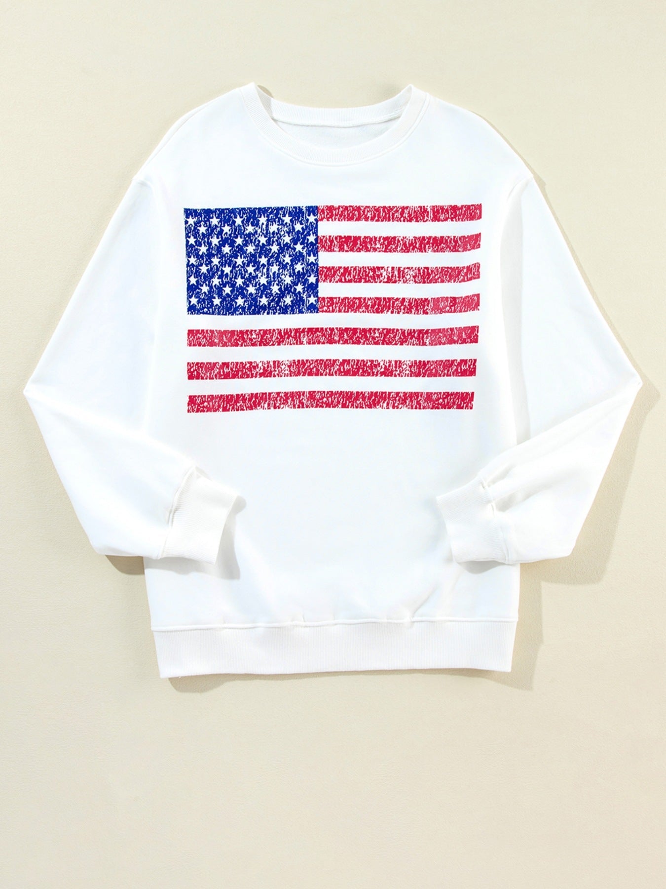 American Flag Round Neck Casual Sweatshirt