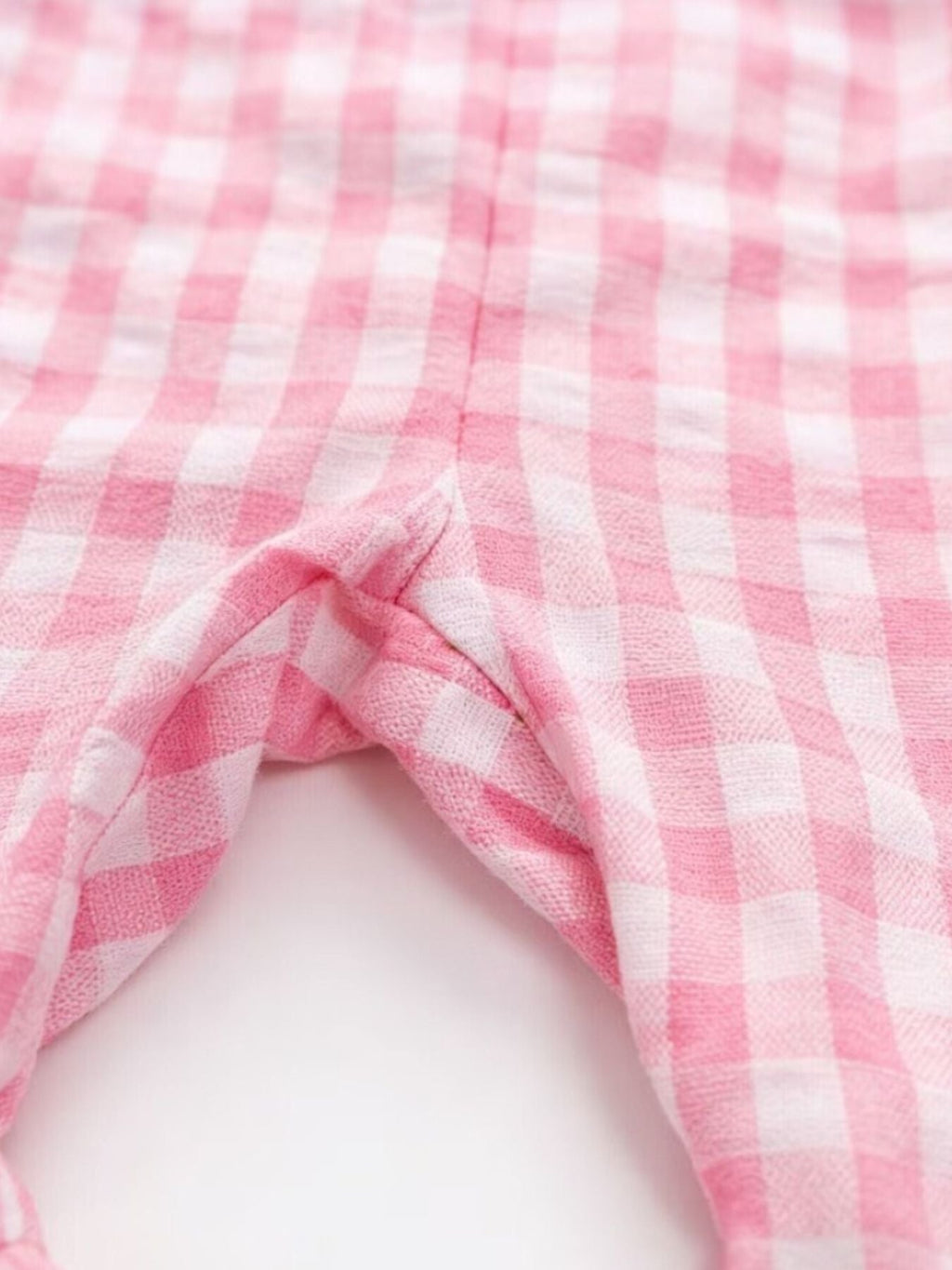 Children's Gingham Soccer Ball Embroidered Ruffle Hem Jumpsuit