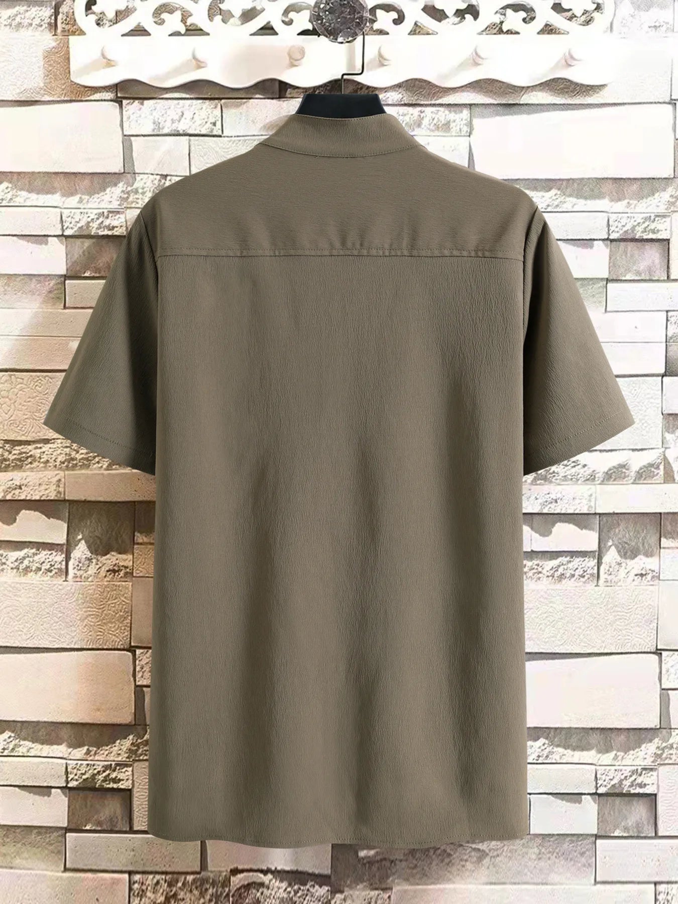 Men's Plus Size Button Detail Short Sleeve Blouse