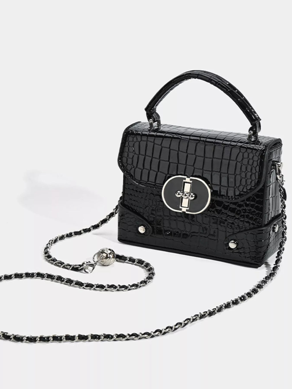 Crocodile Pattern Flap Crossbody Bag