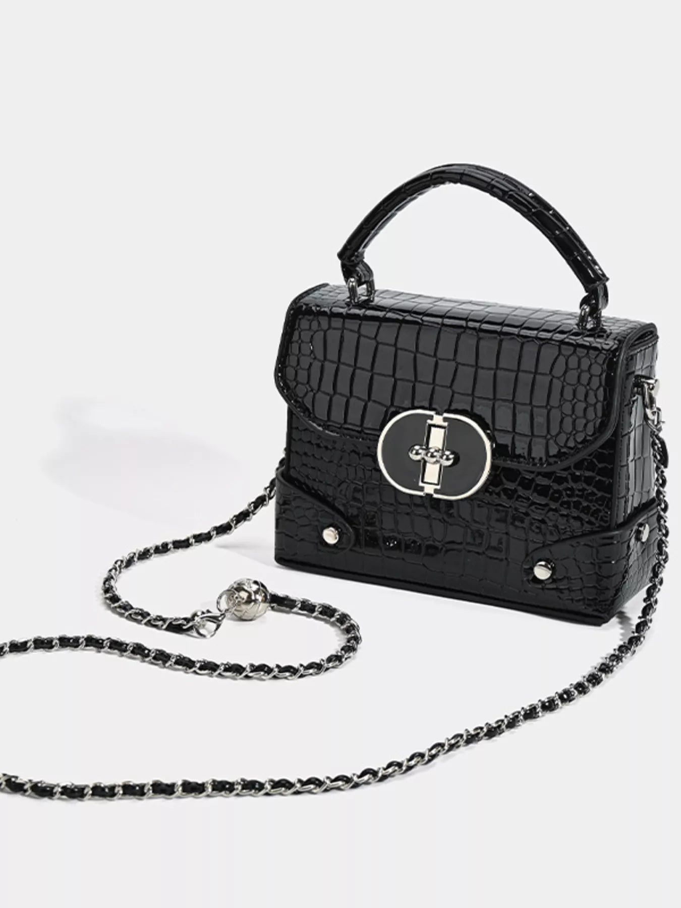 Crocodile Pattern Flap Crossbody Bag