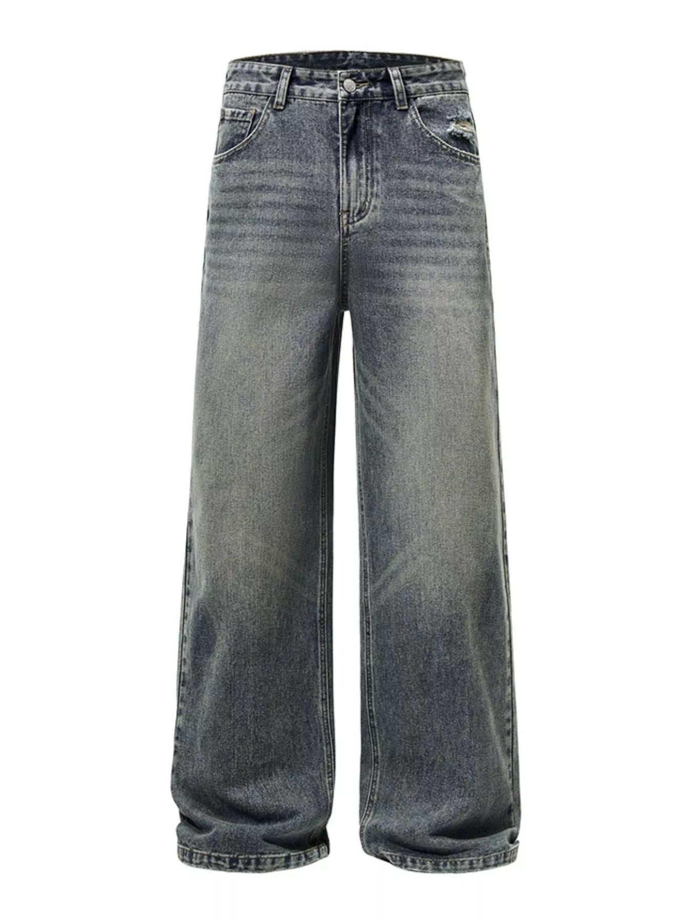 Men's Full Size Vintage Wash Wide Leg Jeans Plus Size