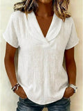 Full Size Textured Short Sleeve Blouse Plus Size