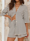 Striped Half Sleeve Top and Shorts Set