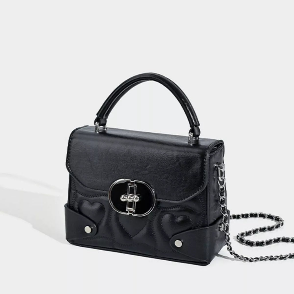 Heart-Embossed Flap Crossbody Bag