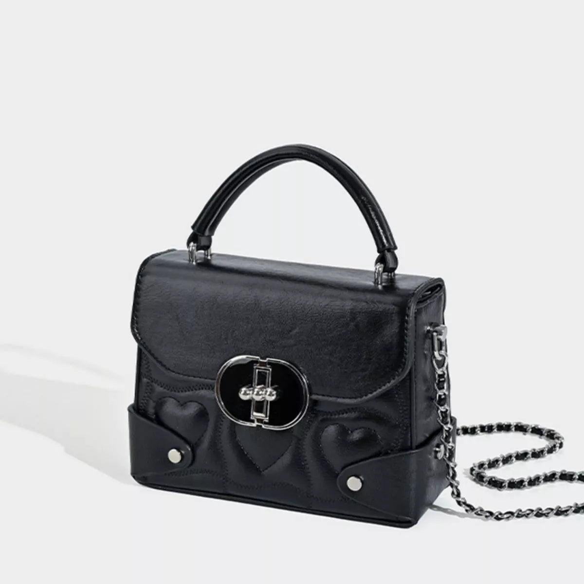 Heart-Embossed Flap Crossbody Bag