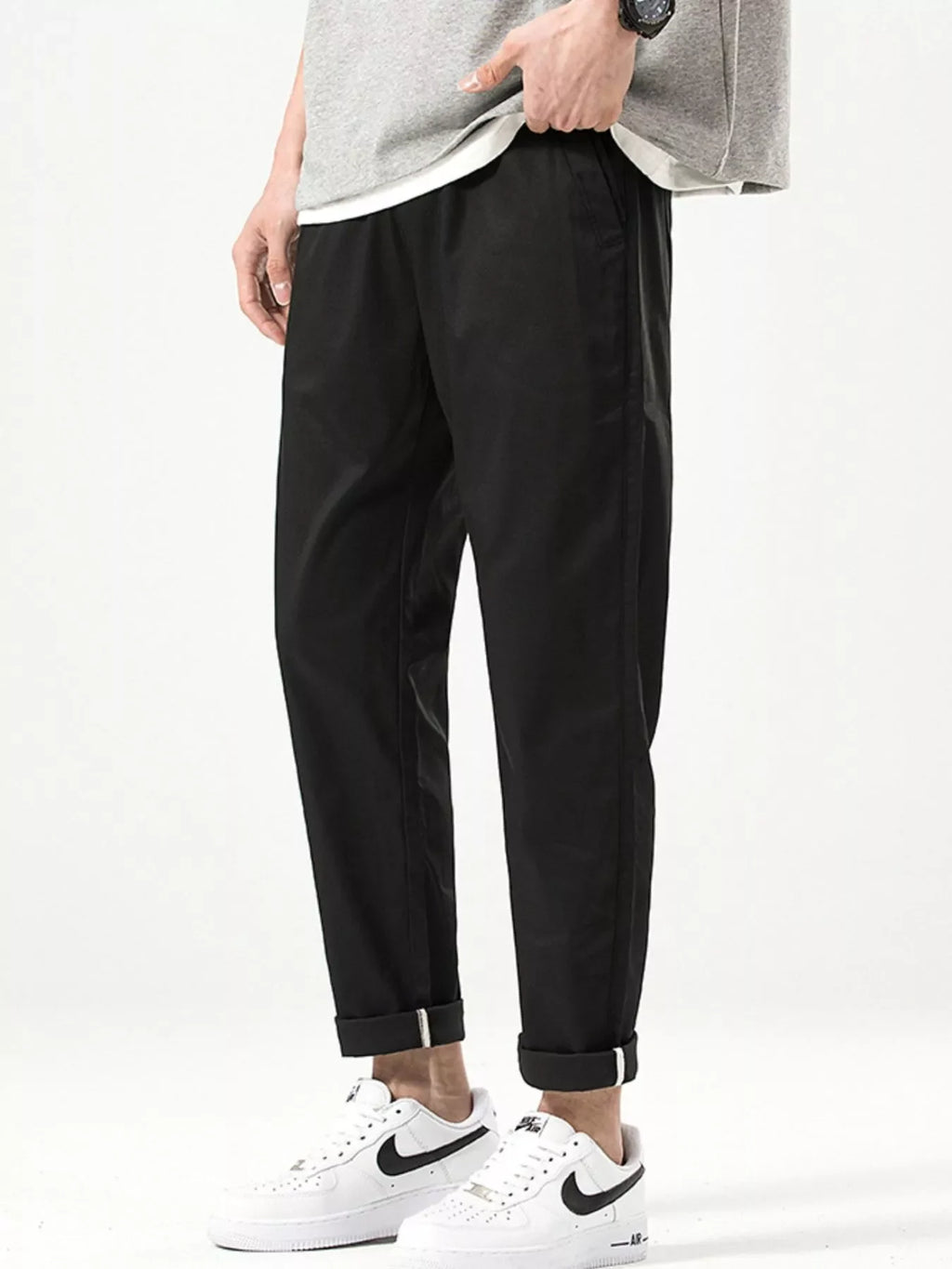 Men's Casual Straight-Leg Cropped Pants