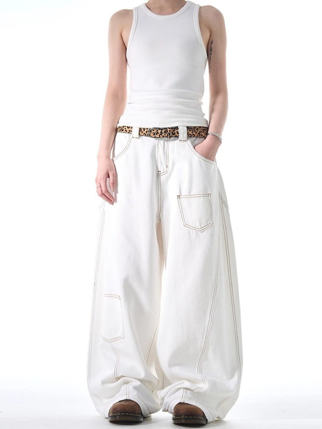 Men's Full Size Wide Leg Jeans with Pockets Plus Size
