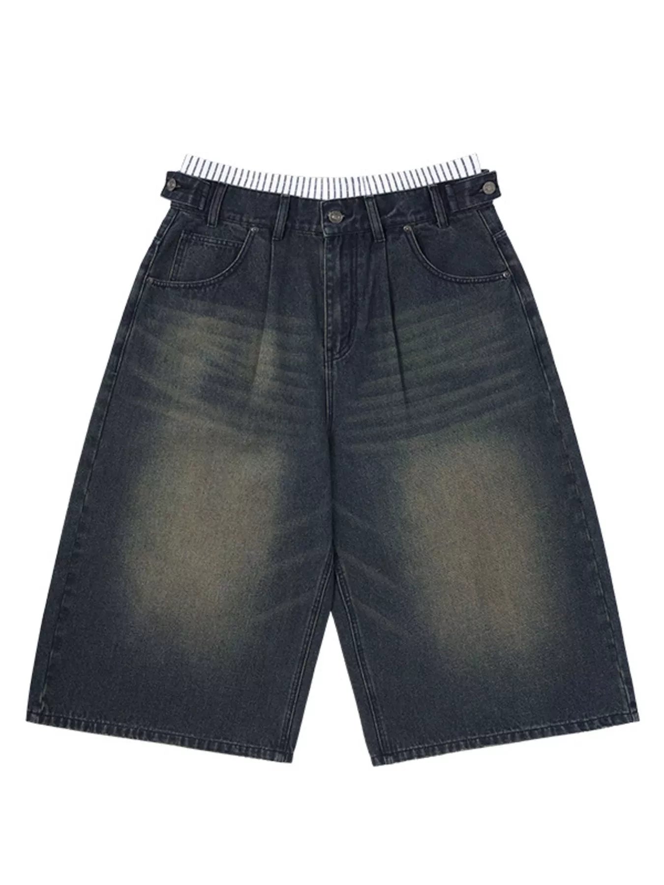 Men's Wide Leg Cropped Denim Jeans