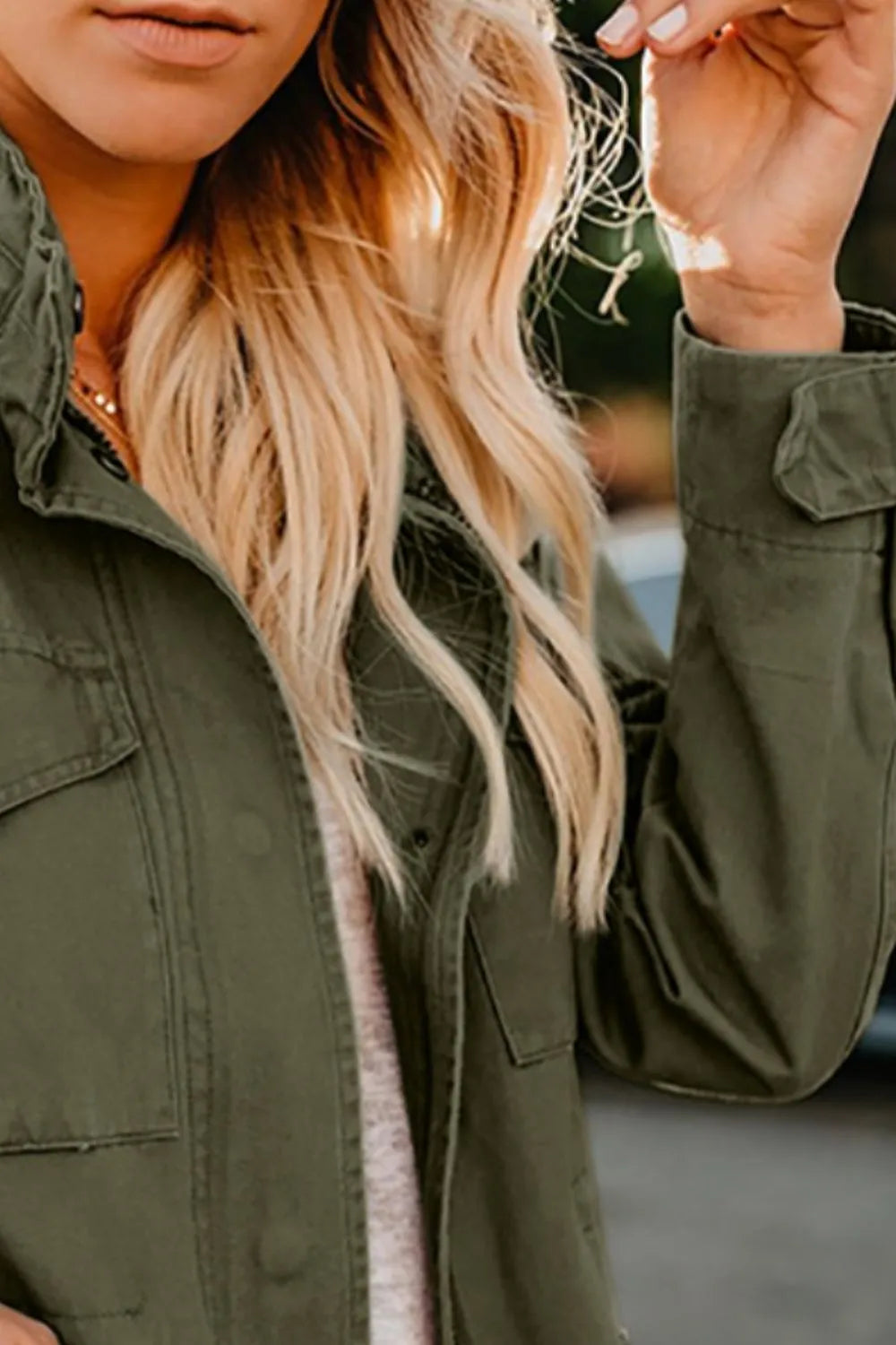 Pocketed Long Sleeve Zip Up Jacket