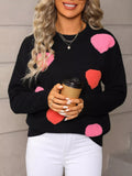Valentine's Day Heart Pattern Long Sleeve Sweater