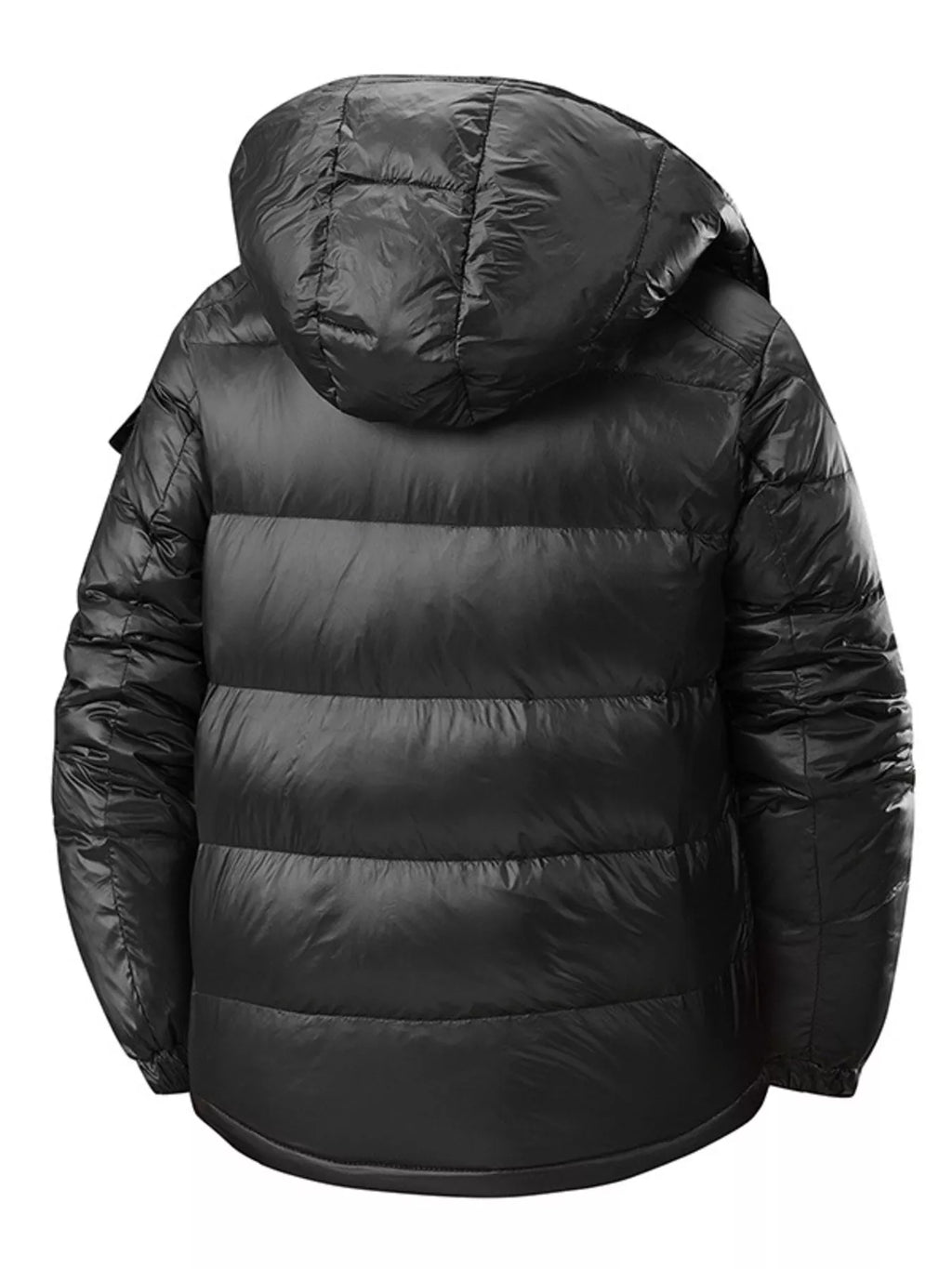 Men's Full Size Hooded Puffer Jacket with Side Zipper Pockets Plus Size