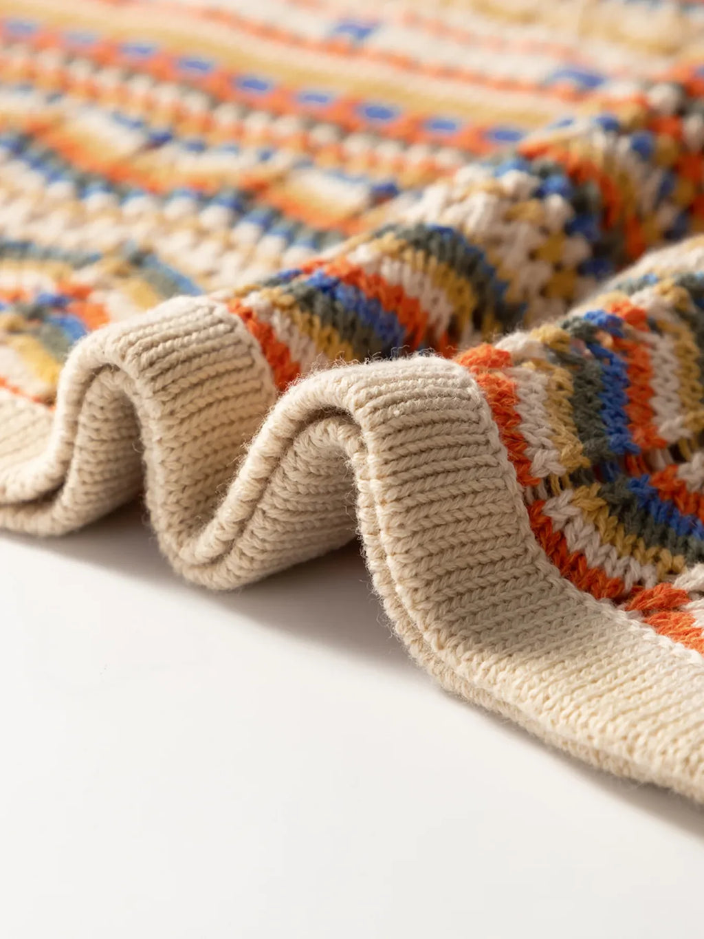 Stripe Eyelet Crochet Round Neck Sweater Vest