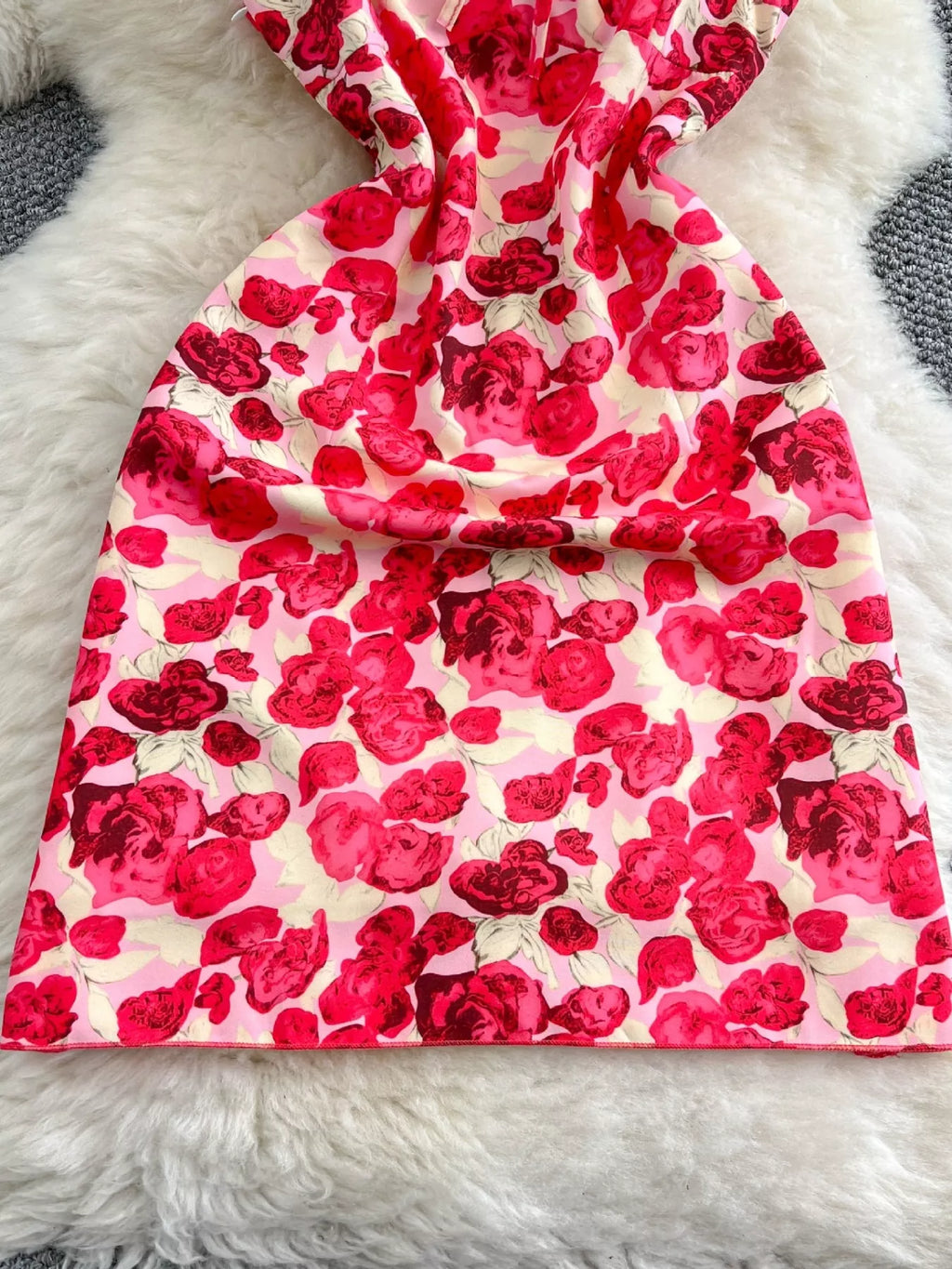 Floral Print Ruffle Trim Mini Dress