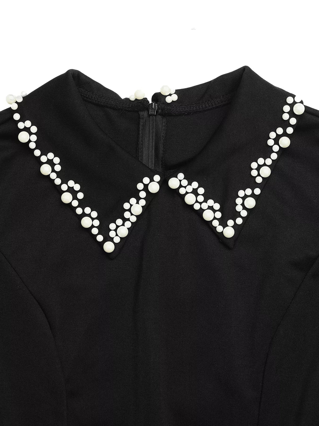 Bead Collar Short Sleeve Mini Dress