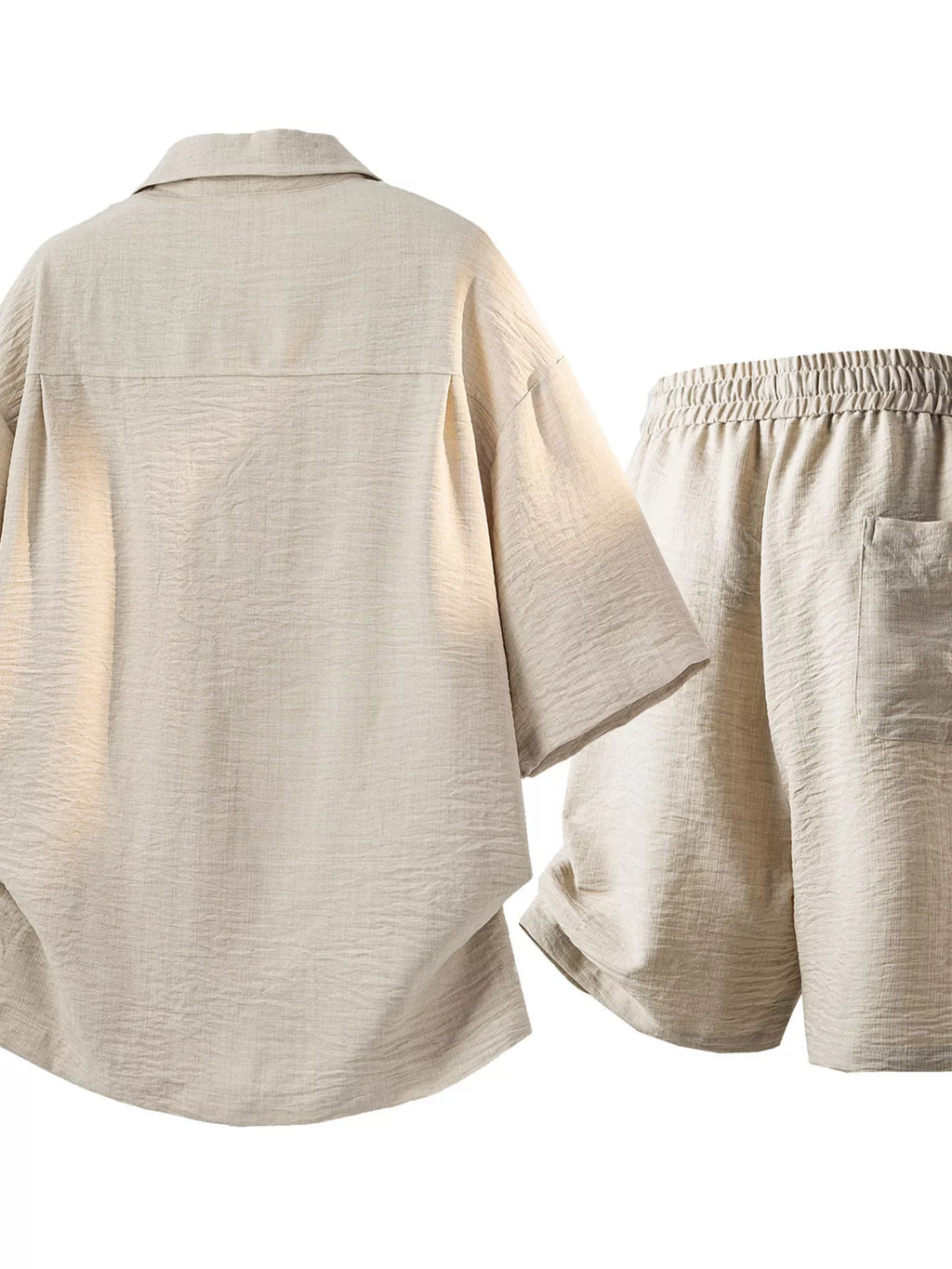 Men's Full Size Button Up Short Sleeve Shirt and Shorts Plus Size