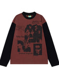 Men's Vintage Style Photo Print Contrast Sleeve T-Shirt