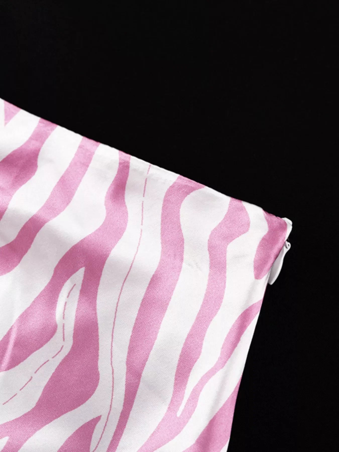 Satin Zebra Print Midi Skirt