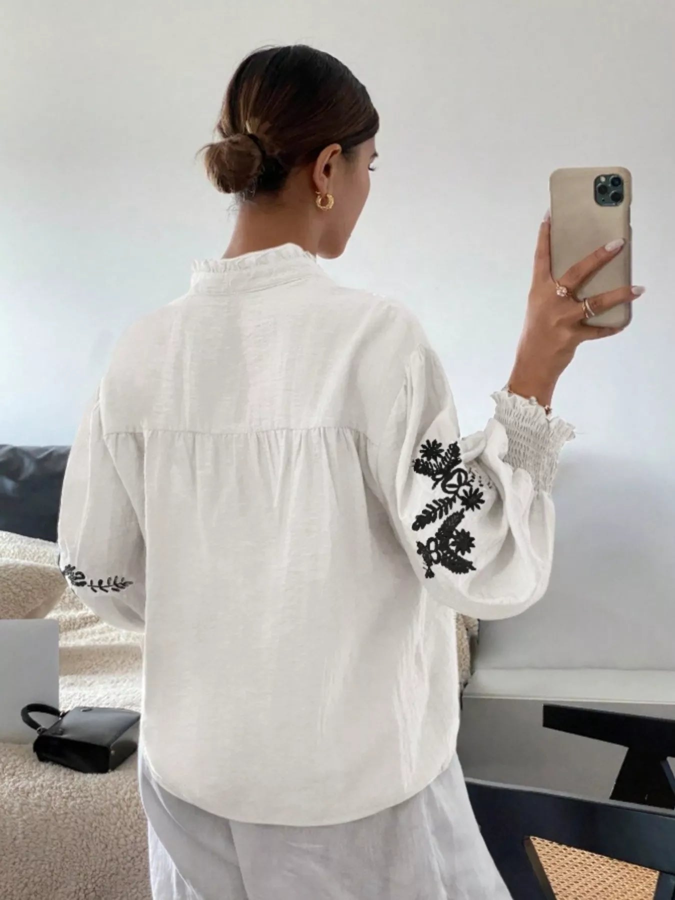 Embroidered Long Sleeve Blouse