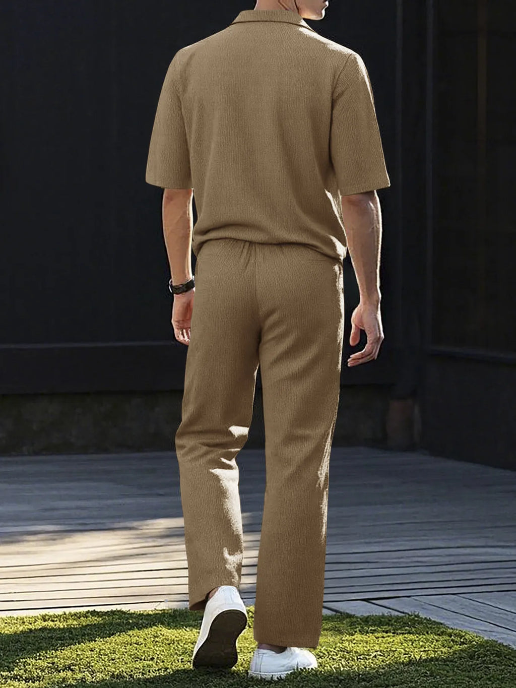 Men's Full Size Short Sleeve Top and Pants Set Plus Size