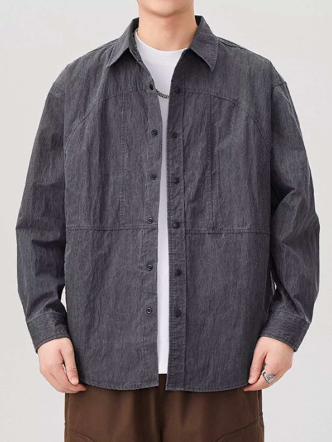 Men's Plus Size Button Up Long Sleeve Shirt