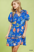 Umgee Floral Ruffle Hem Mini Dress