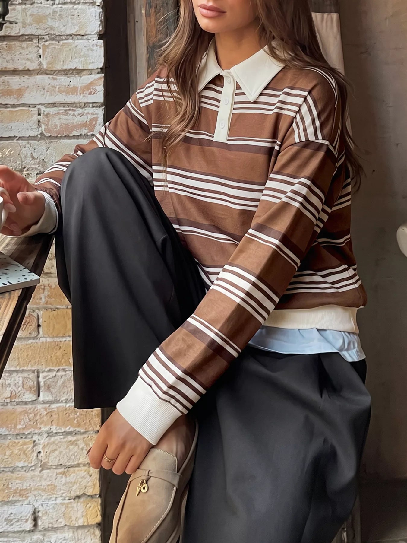 Striped Dropped Shoulder Sweatshirt
