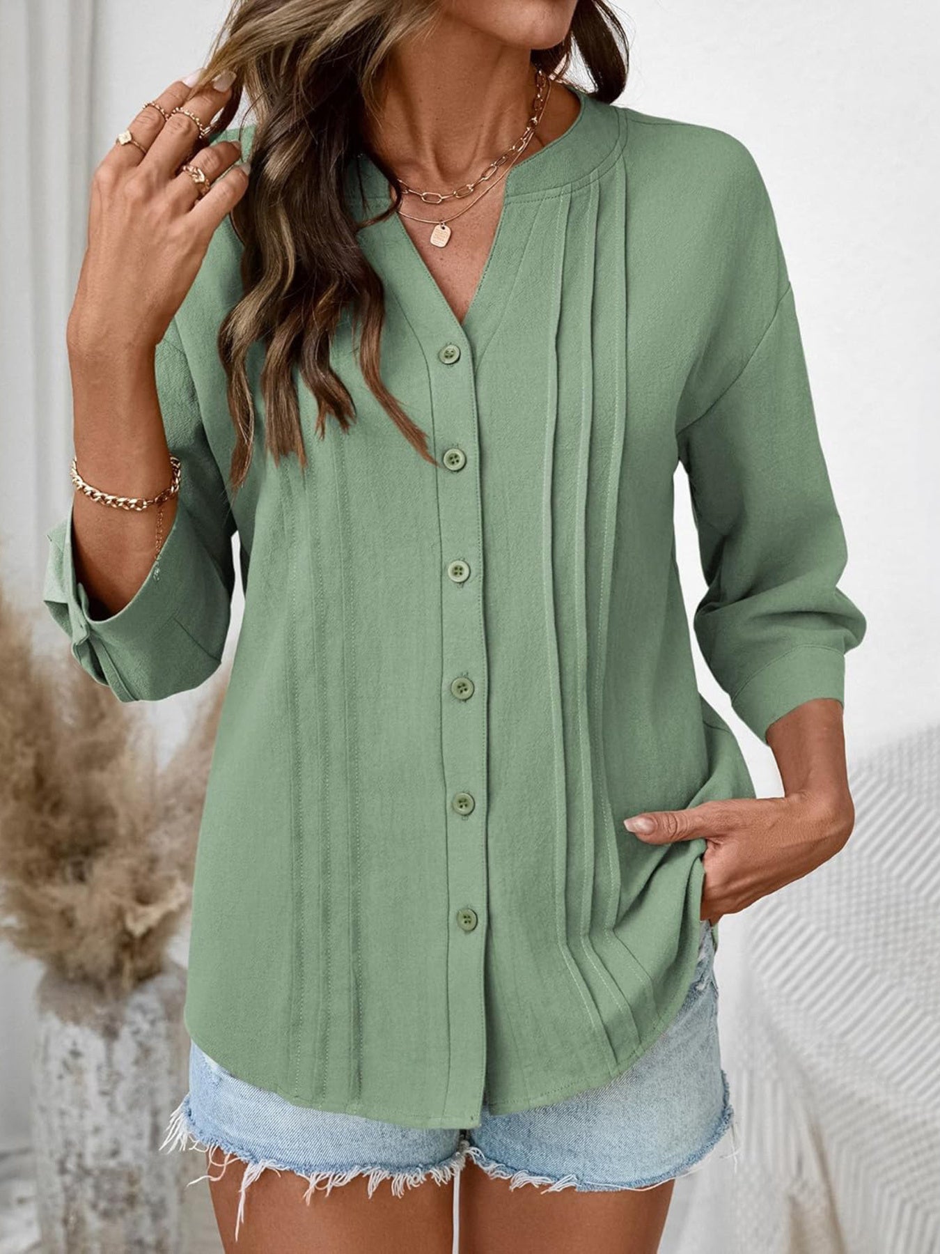 Button-Down Notched Shirt