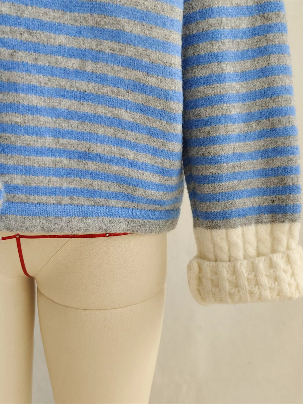 Striped Knit Button Down Cardigan with Collar