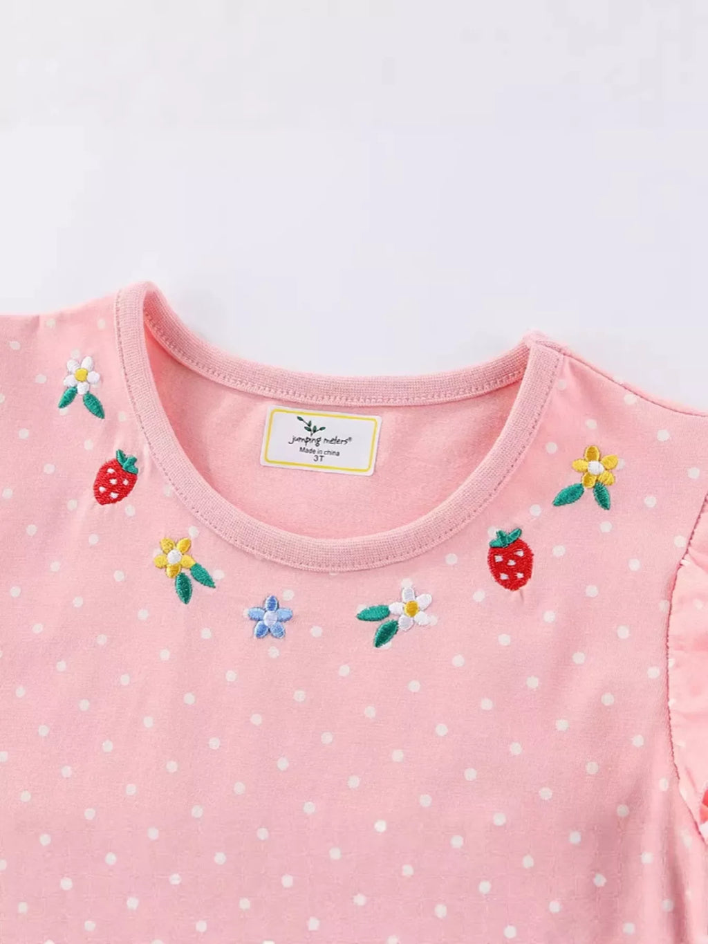 Children's Bunny Embroidered Polka Dot Dress