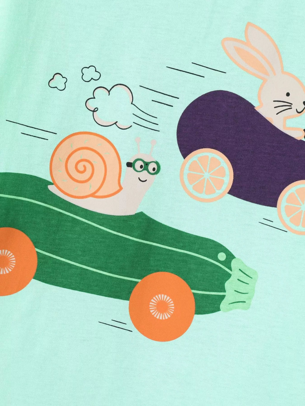 Children's Snail and Bunny Race Graphic Short Sleeve T-Shirt