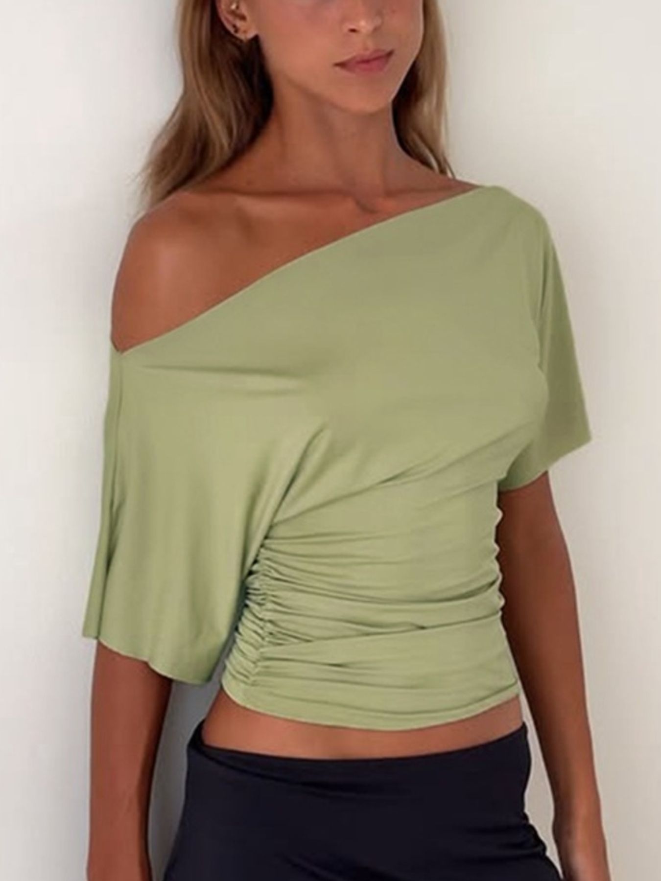 One Shoulder Short Sleeve T-Shirt
