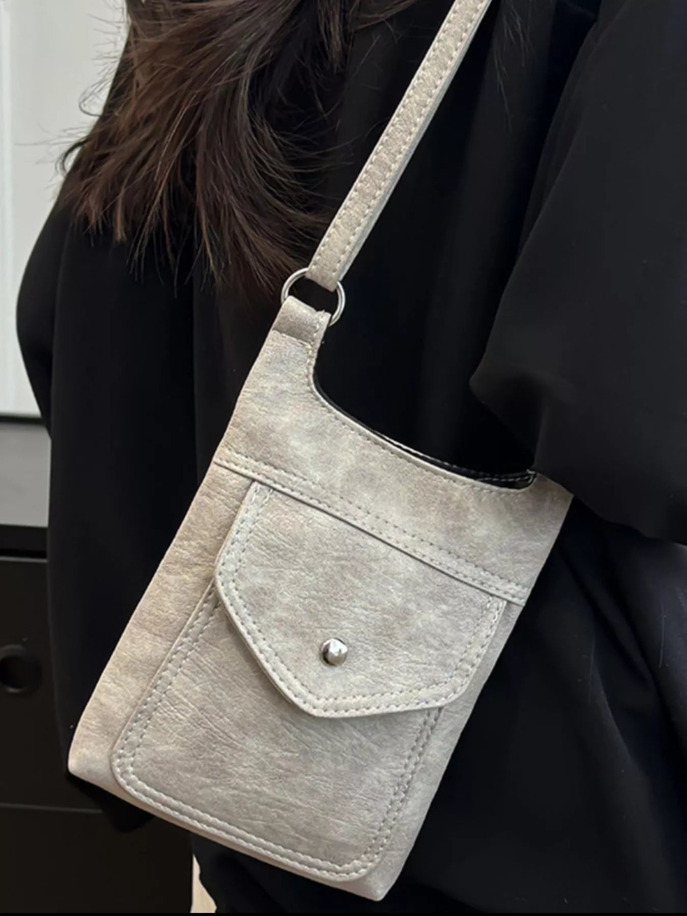 Adjustable Strap Leather Crossbody Bag