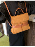 Suede Leather Belt Decor Backpack Bag
