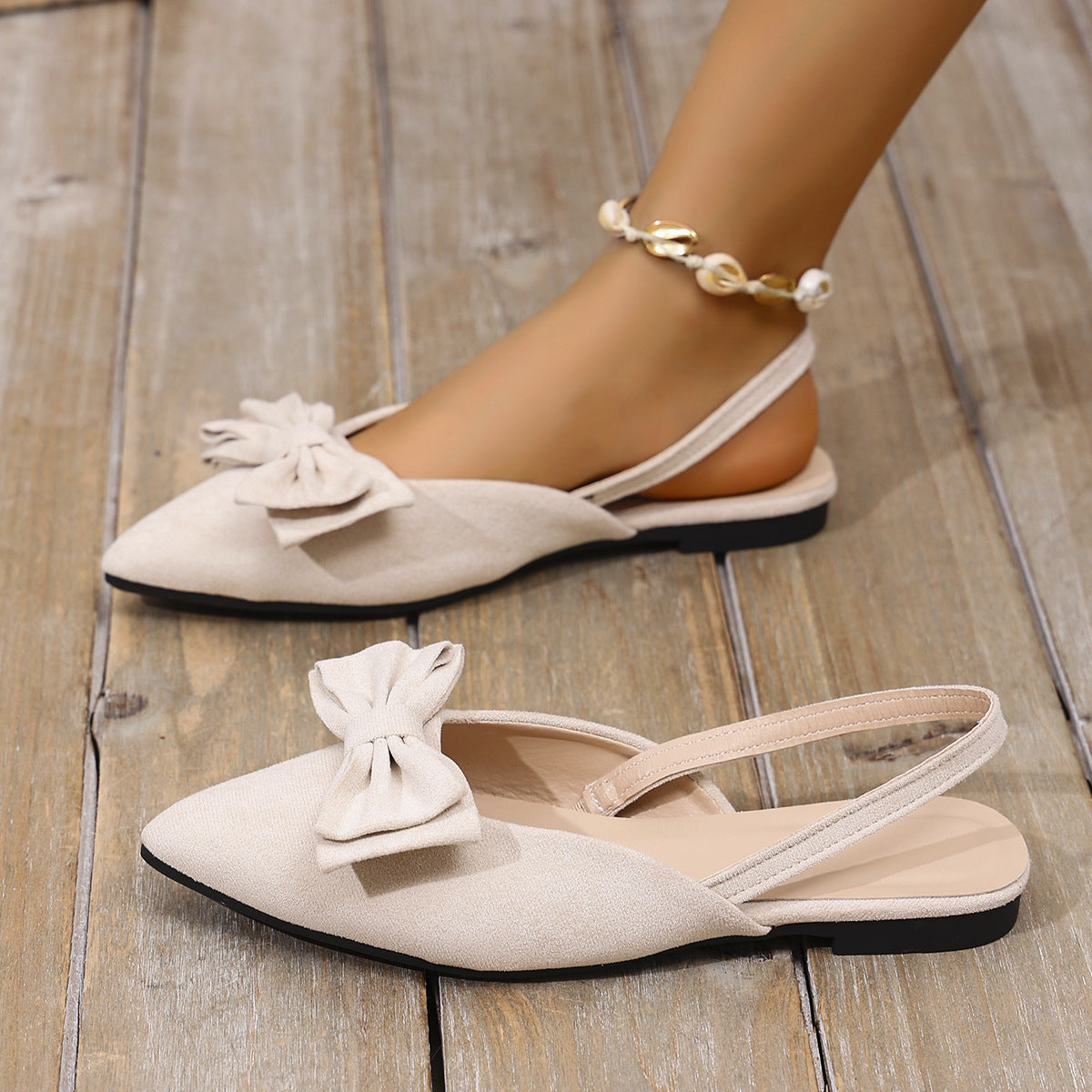 Bow Decor Slingback Slip-Ons