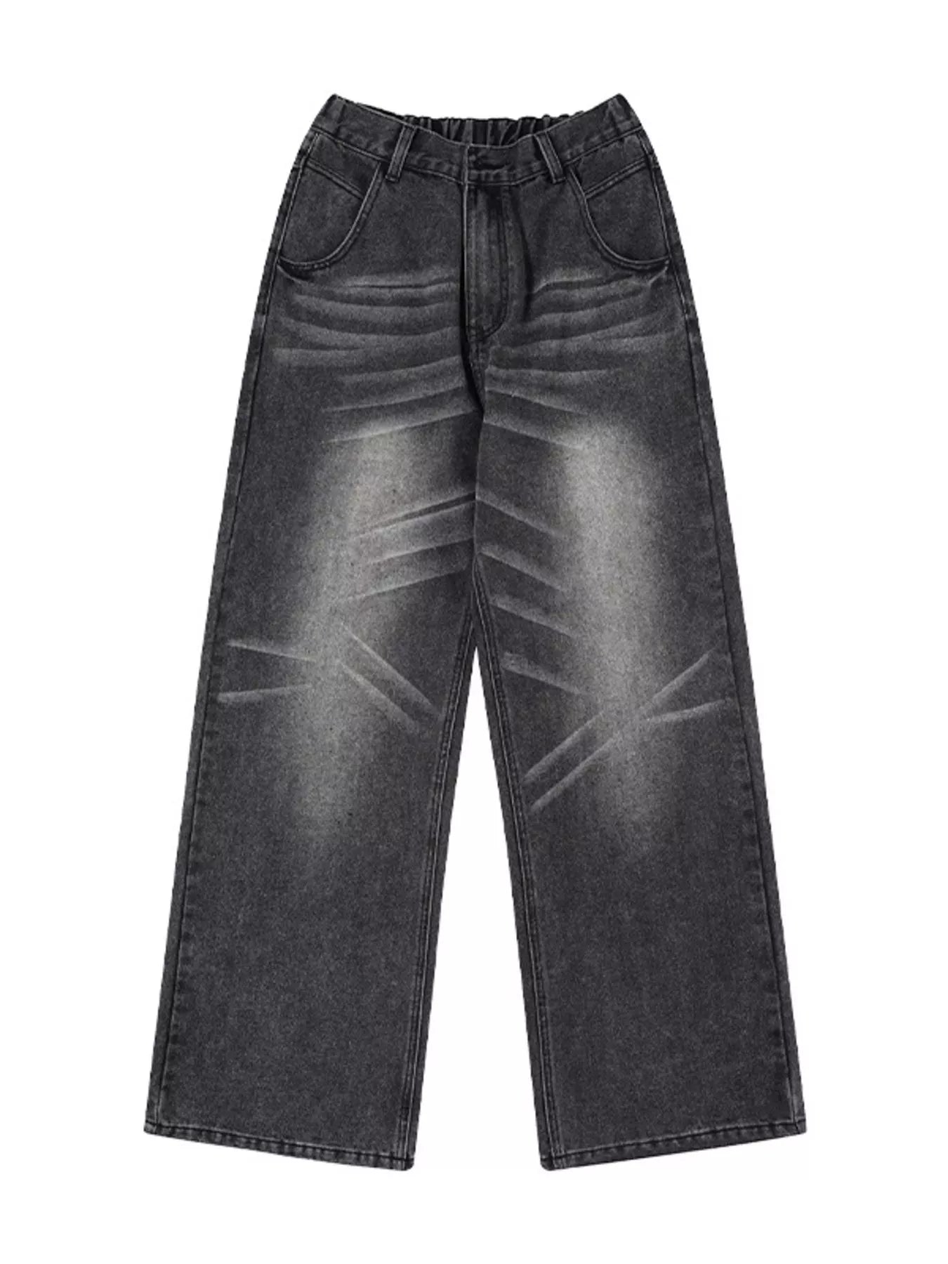 Men's Wide Leg Washed Jeans